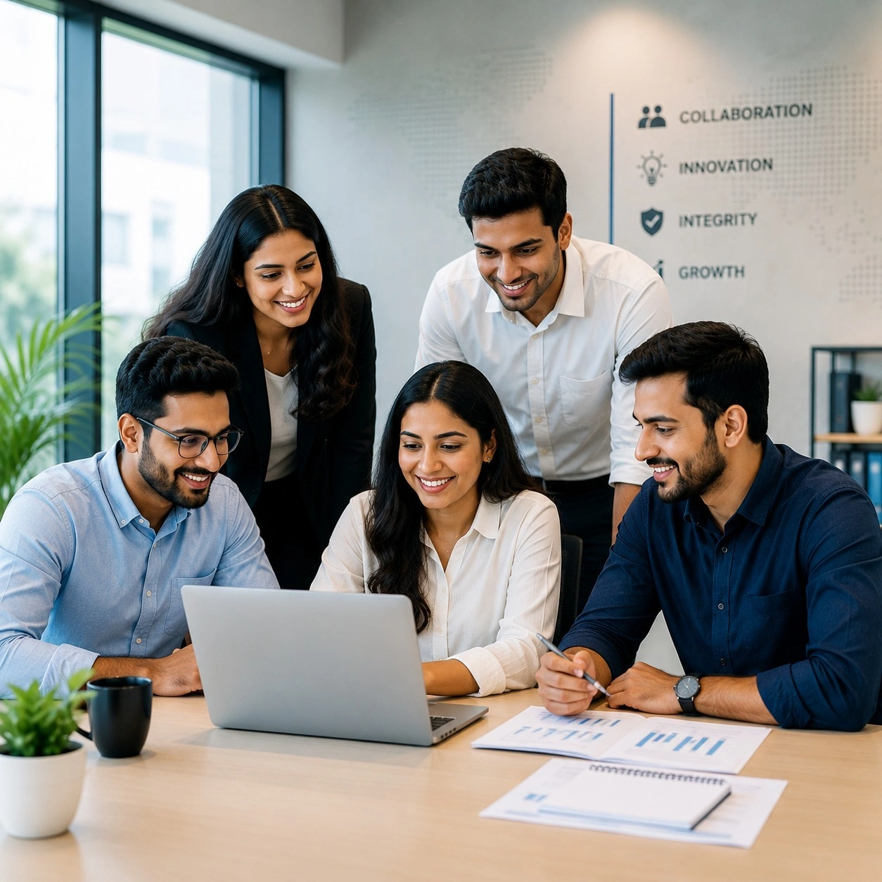 A professionall business team collaborating in a modern office environment in badlapur