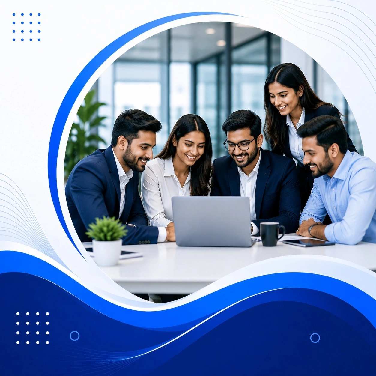 Professional IT team working together